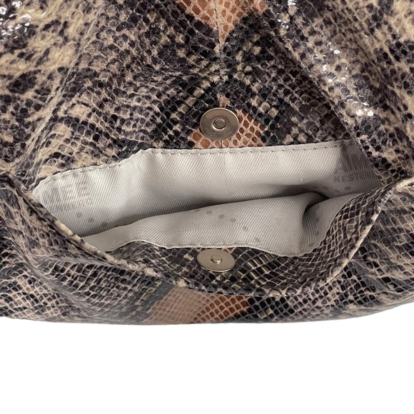 Aimee Kestenberg Purse Zoe Satchel Shoulder Bag Quilted Snakeskin Black Brown - Picture 10 of 15